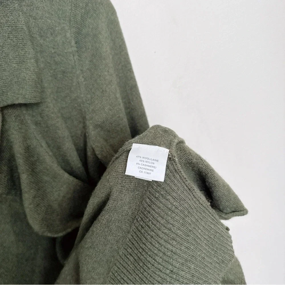 Banana Republic Womens Small Wool Cashmere Ruffle Dark Olive Cardigan